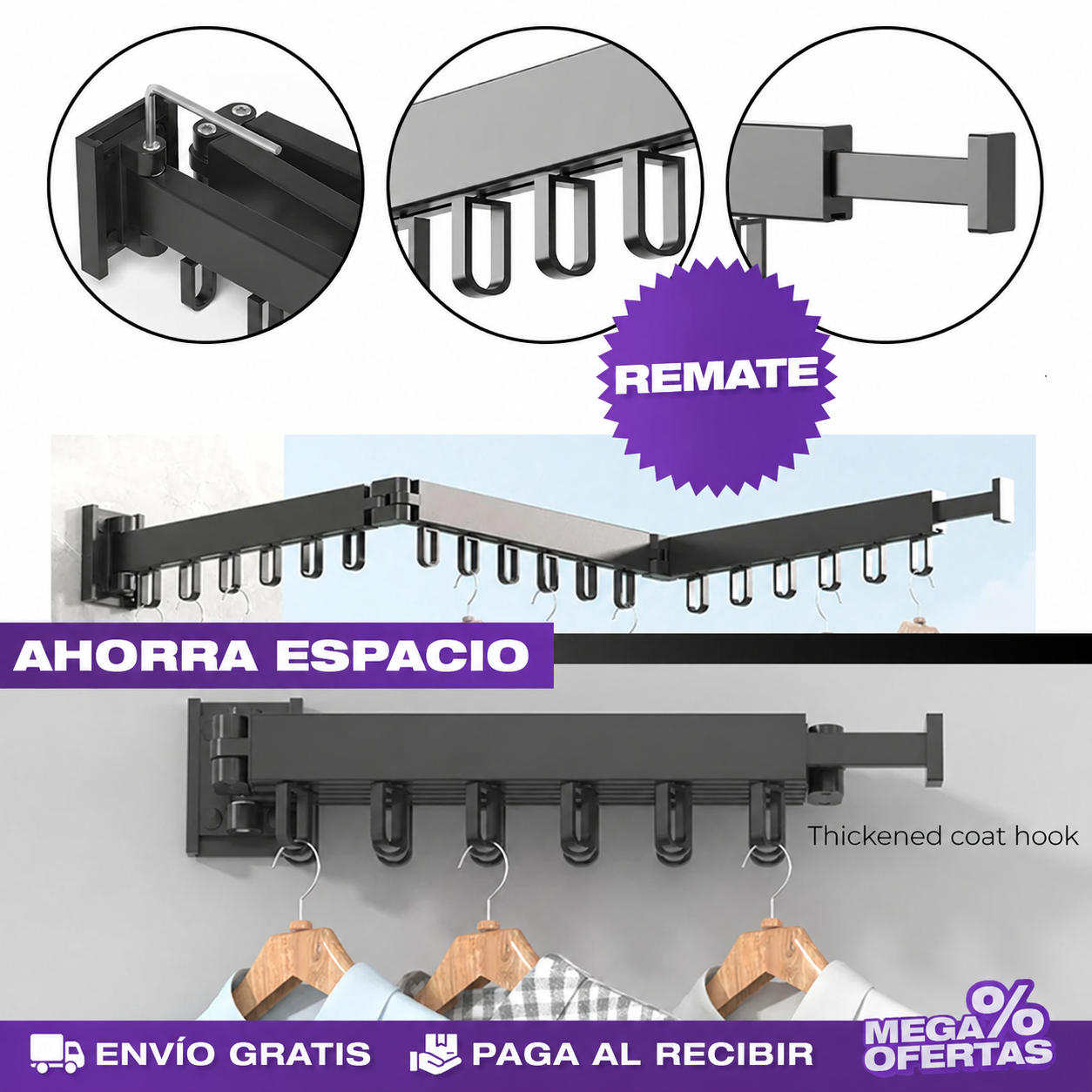 TendiFlex 360™ | Tendedero Plegable Giratorio de Gran Capacidad